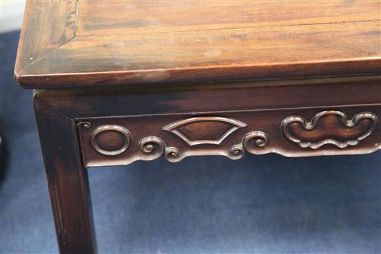 An early 20th century Chinese huali wood occasional table, W.2ft 6in. D.2ft 6in. H.1ft 6in.